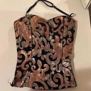 Body Central Black and Gold Sequin Blouse